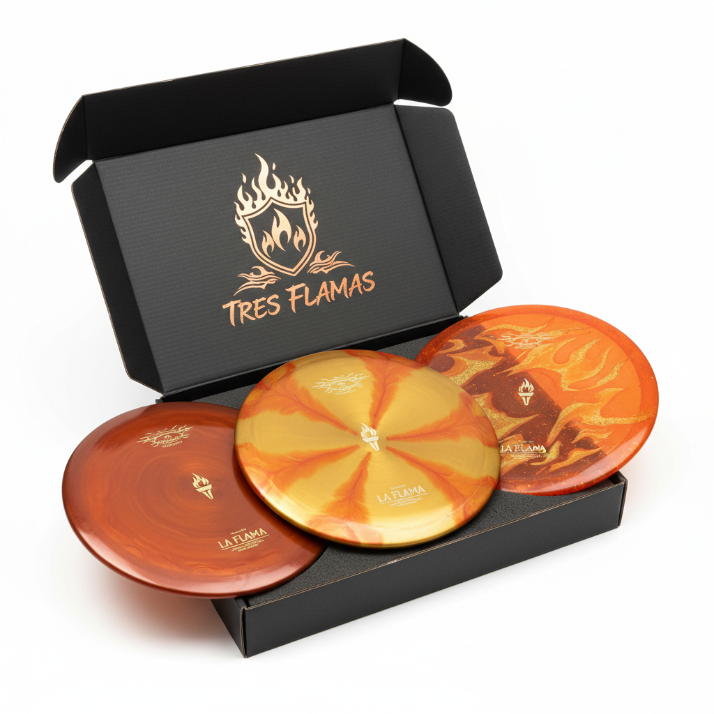 Pack de discos de disc golf Tres flames de DG La Flama